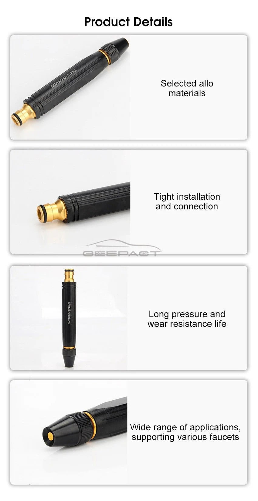 High Pressure Hose Nozzle – Adjustable Brass Water Spray Gun