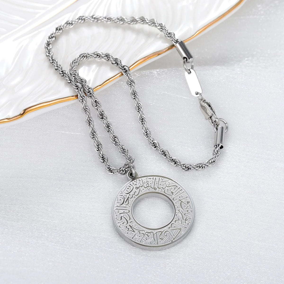 Round Arabic Calligraphy Pendant Necklace – AyatAmulet