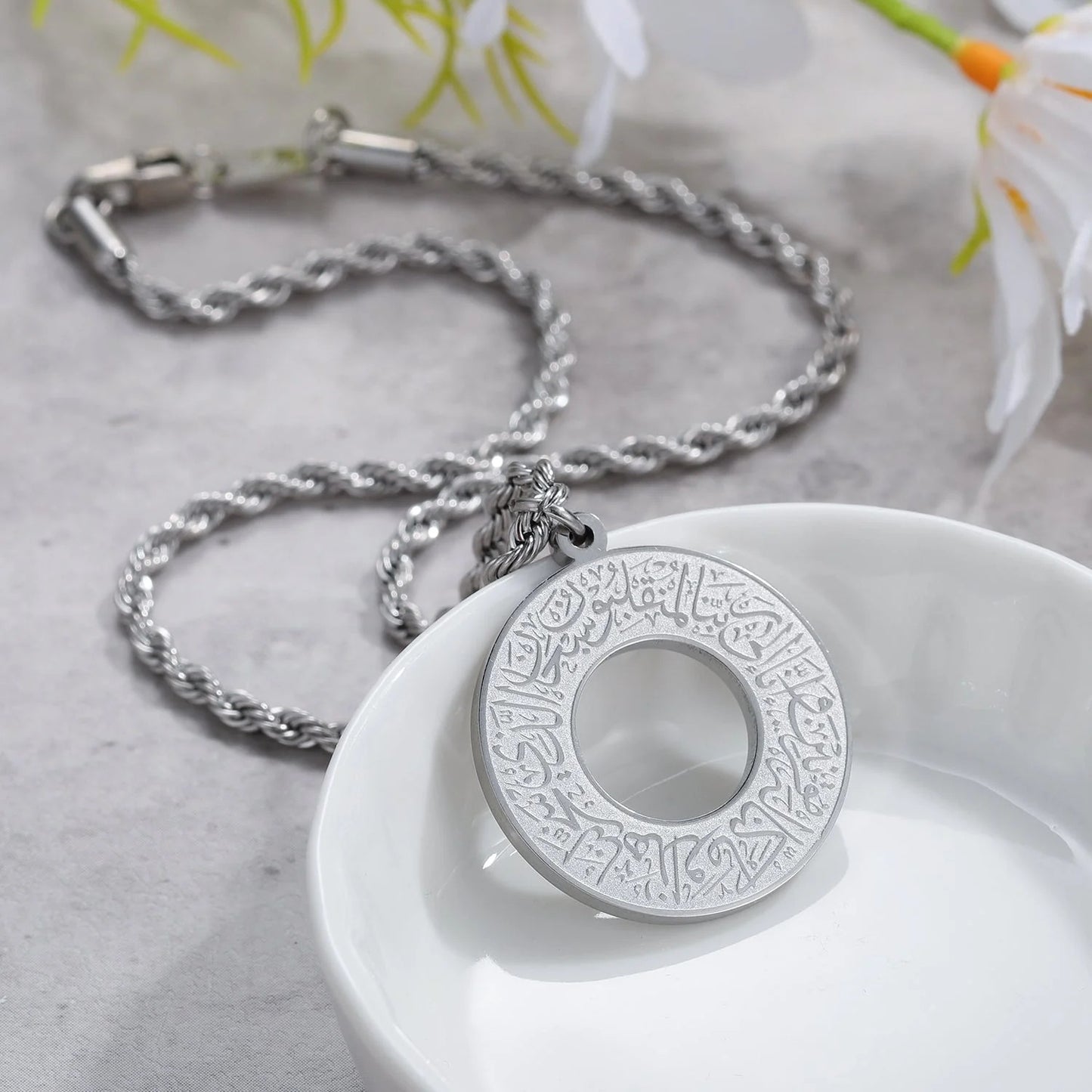 Round Arabic Calligraphy Pendant Necklace – AyatAmulet