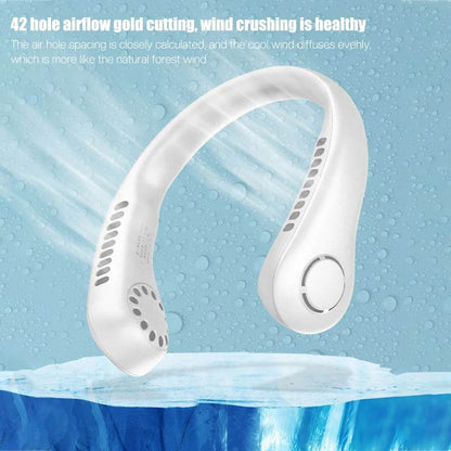 Portable Bladeless Neck Fan – USB Rechargeable Hands-Free Cooling Fan with 360° Airflow