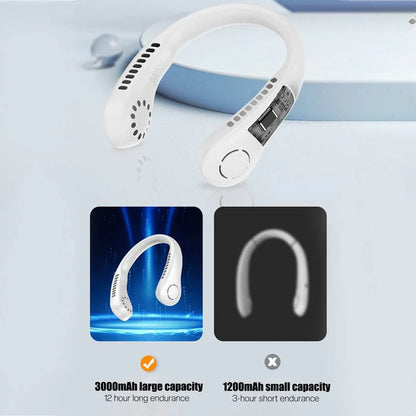 Portable Bladeless Neck Fan – USB Rechargeable Hands-Free Cooling Fan with 360° Airflow