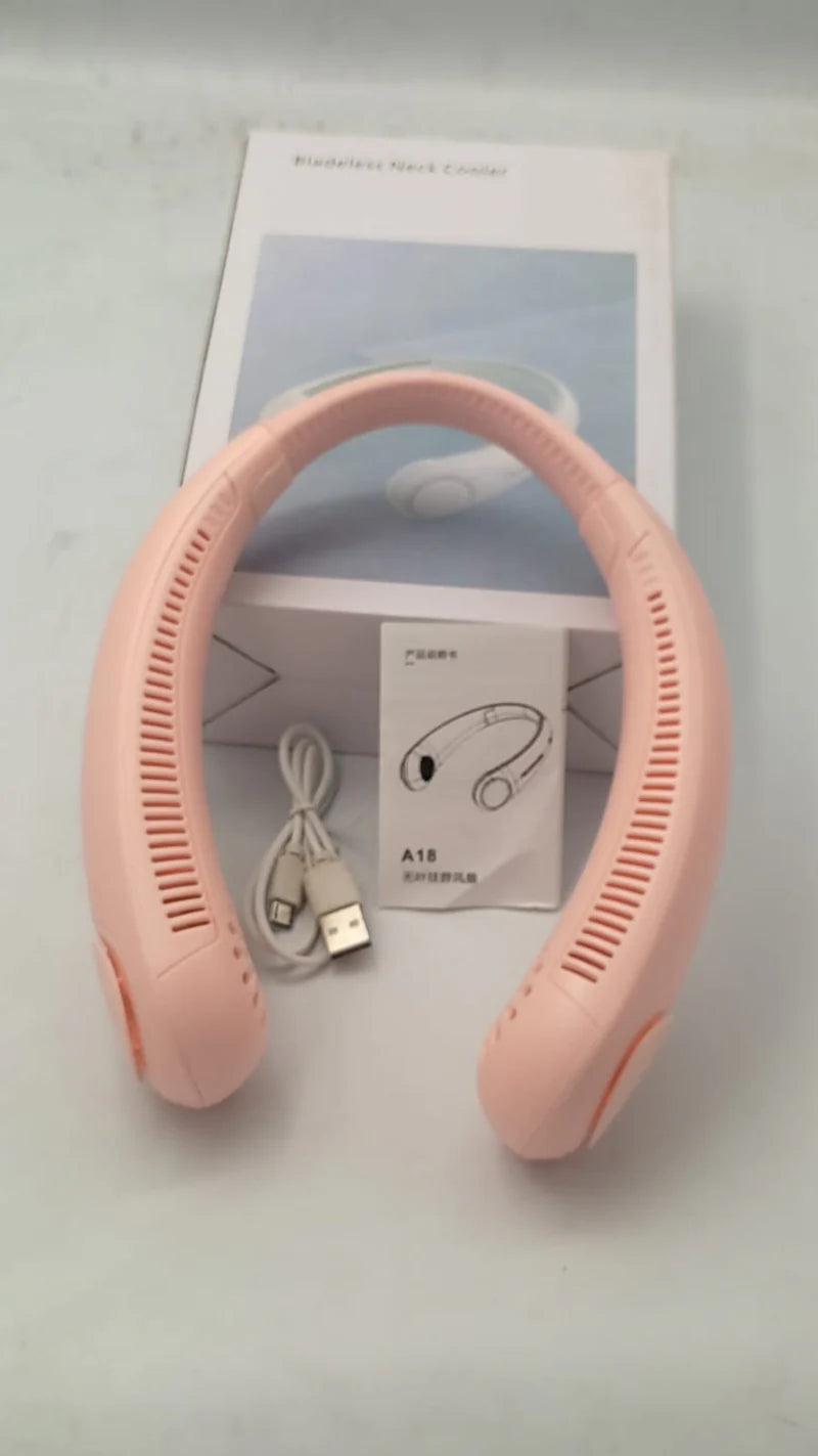 Portable Bladeless Neck Fan – USB Rechargeable Hands-Free Cooling Fan with 360° Airflow